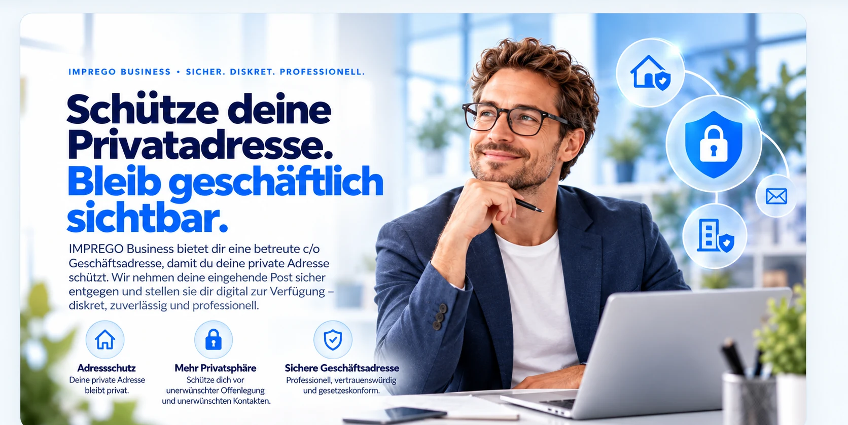 Unternehmerschutz mit IMPREGO: geschäftlich sichtbar, Privatanschrift geschützt